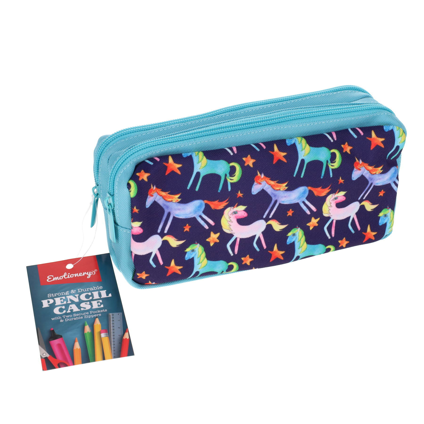 Pencil Case 2 Pocket  - Unicorn Pattern