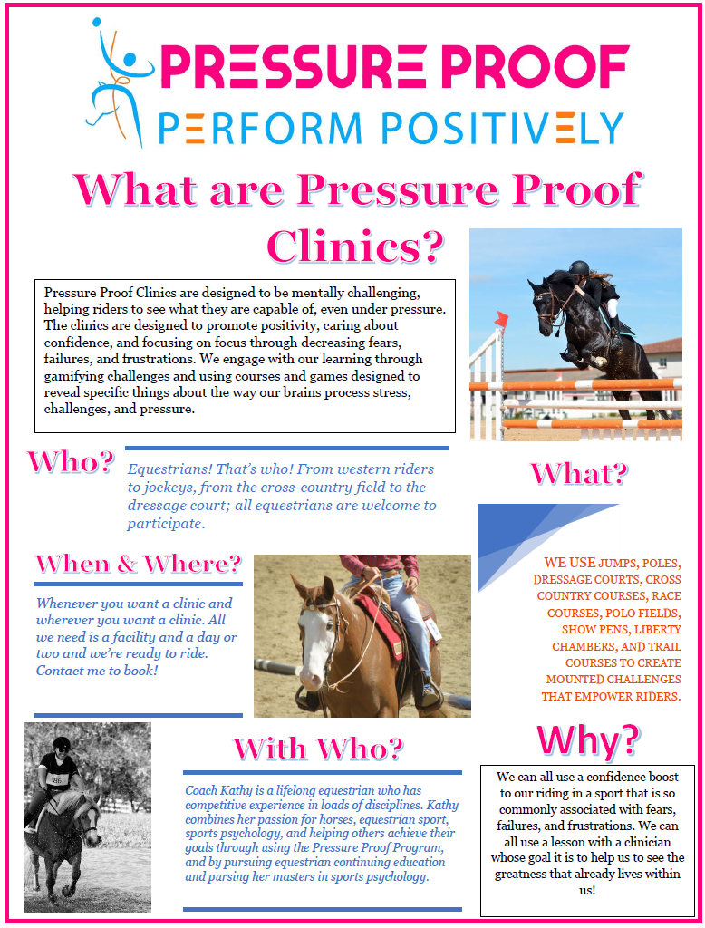 A flyer with information on the Pressure Proof Clinic at After the Races