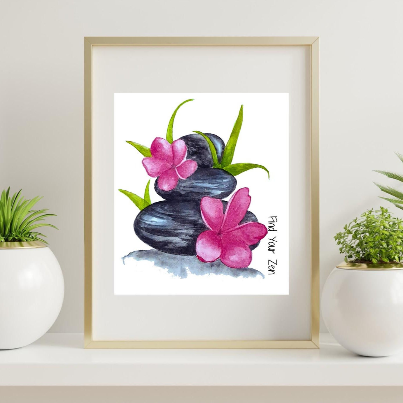 Zen flowers framed wall decor