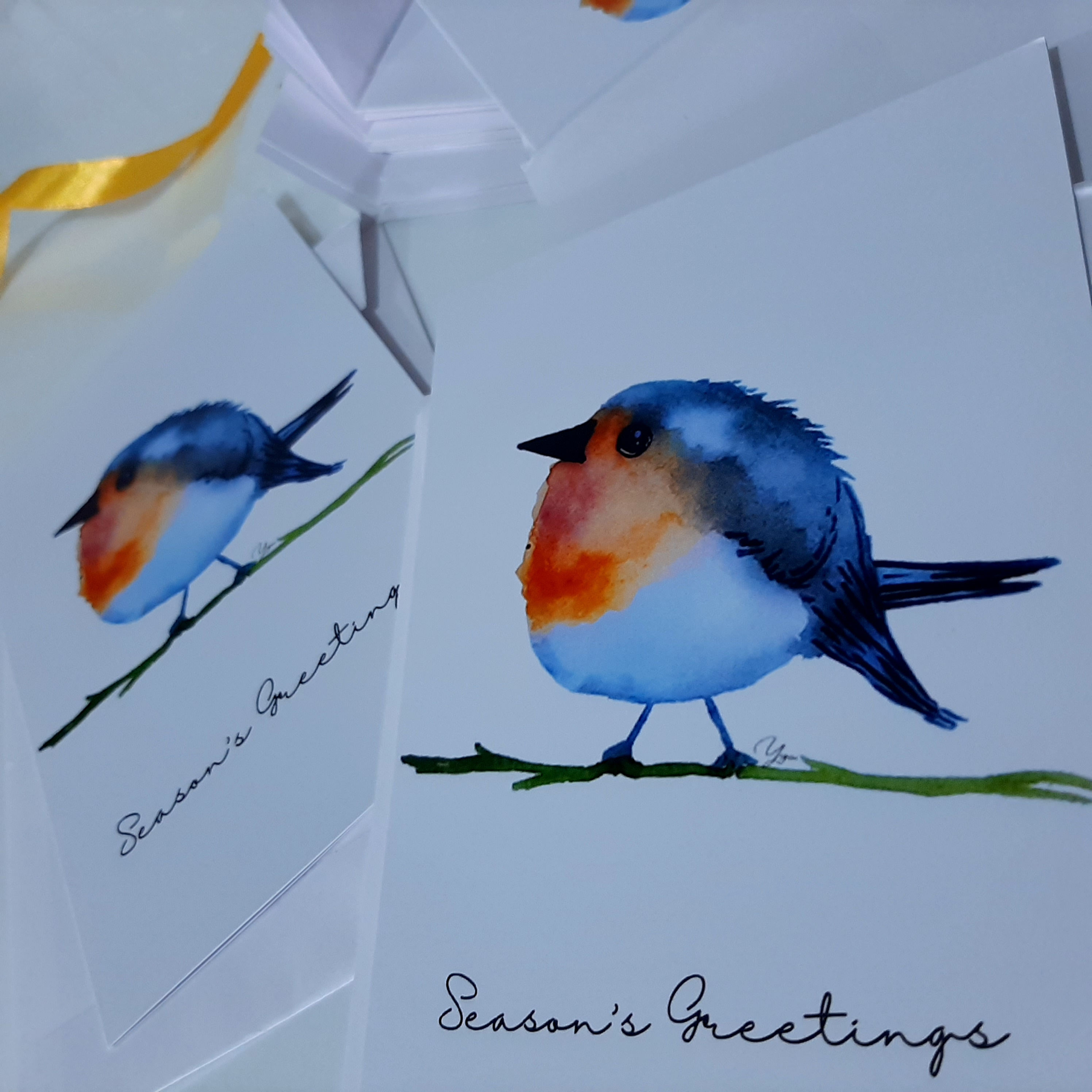 Robin bird season's greeting card
