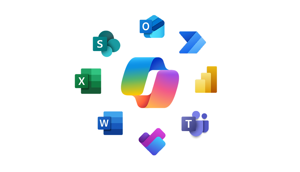 a graphic consisting of the Microsoft 365 family of logos and icons