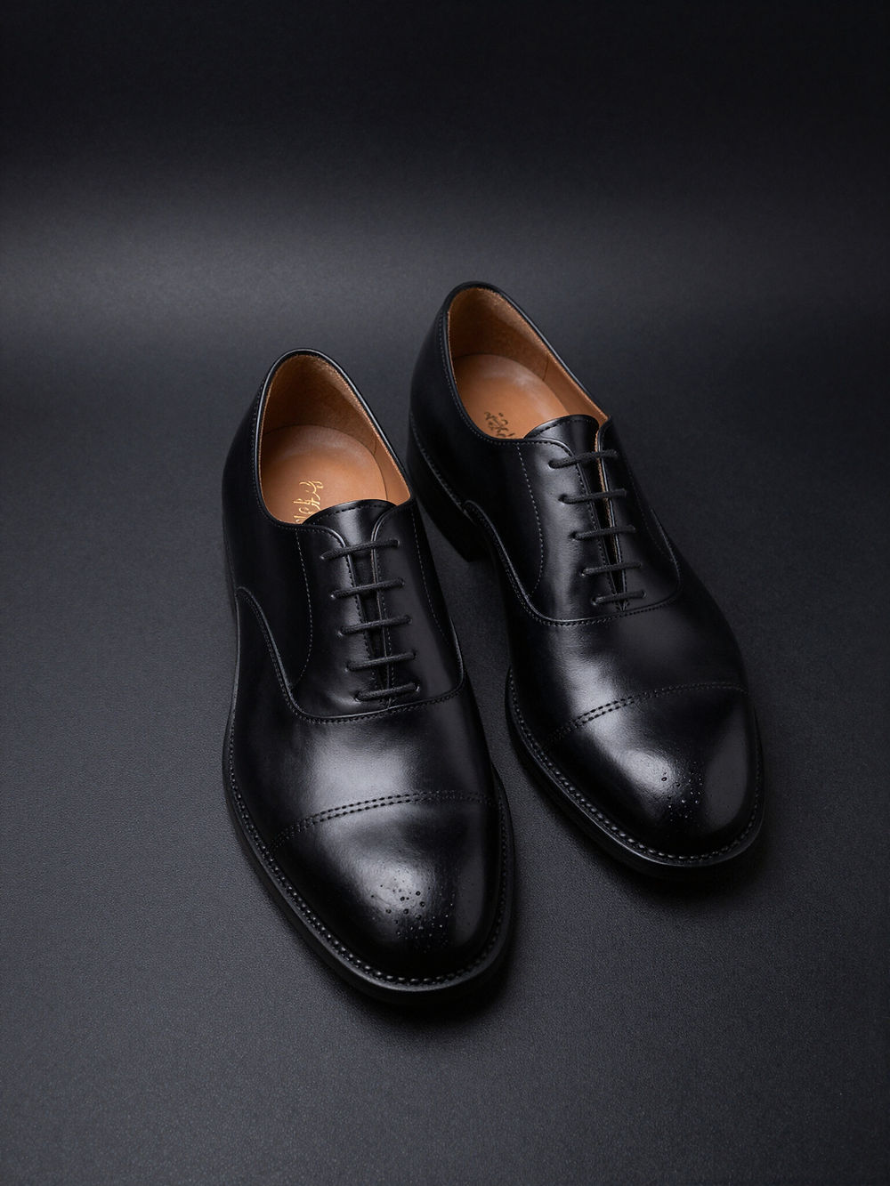 Black leather dress shoes for men
