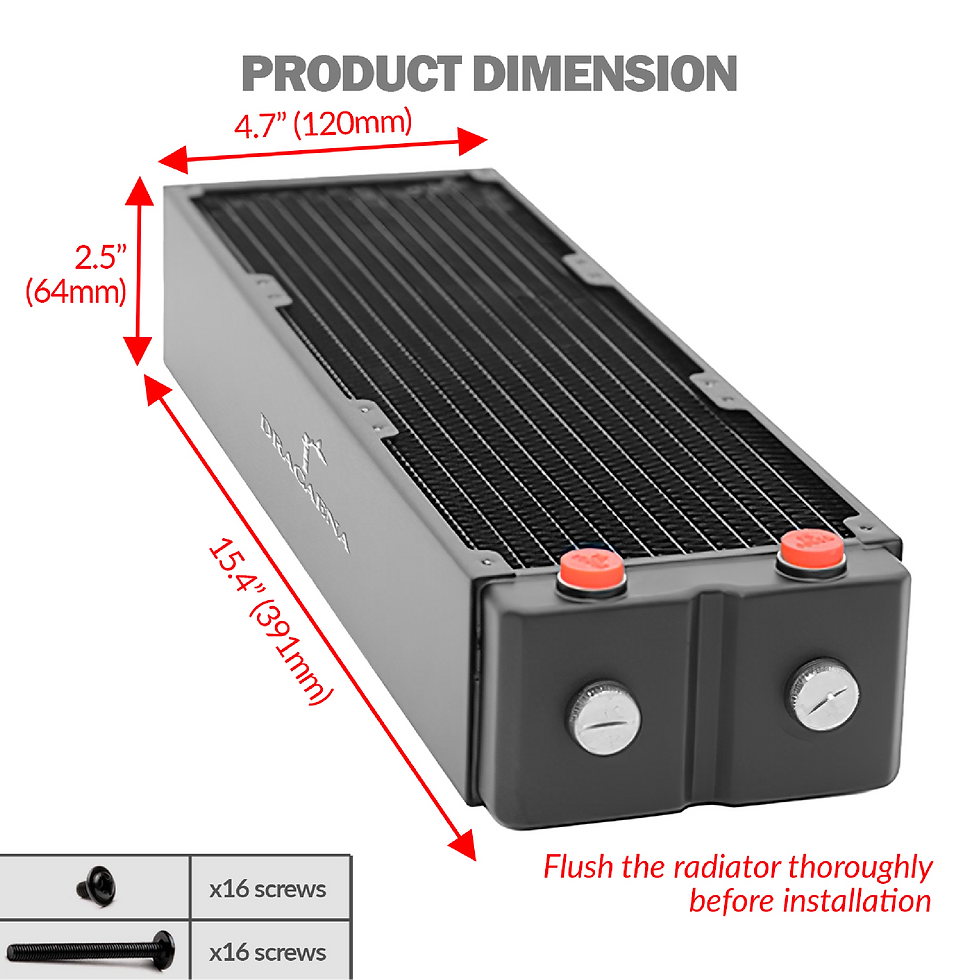 縮圖：Dracaena 64mm/2.51" Thick Computer Radiator, Dual G1/4 Thread