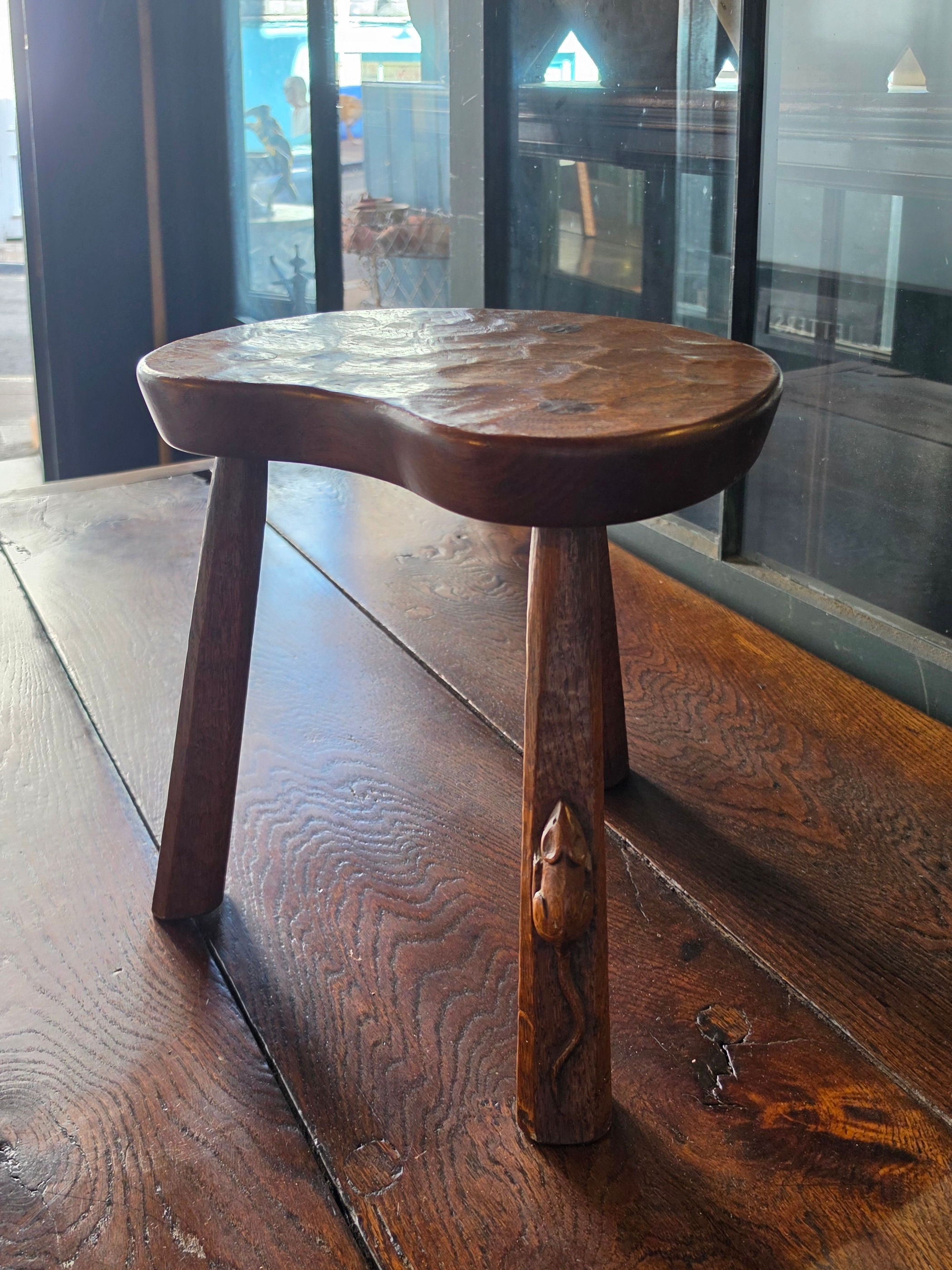 Early Mouseman Adzed Stool 1930s-1950s SOLD