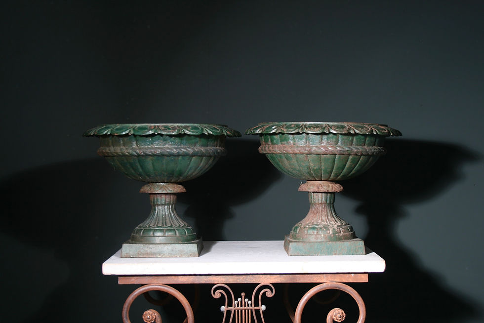 Thumbnail: Pair of Decorative Cast Iron Urns
