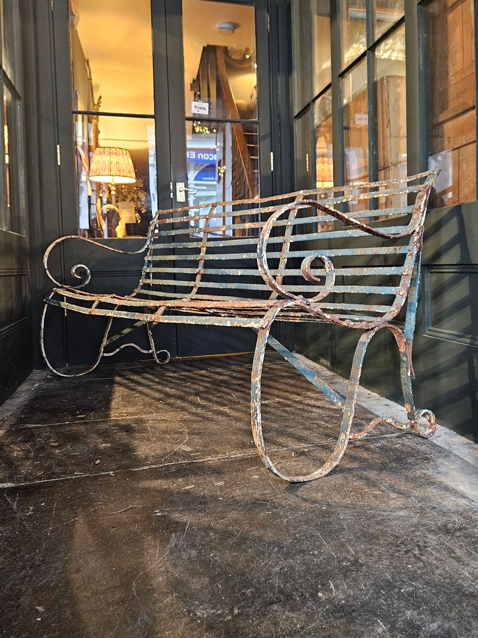 Thumbnail: Victorian Strap Work Wrought Iron Bench 1800s POA