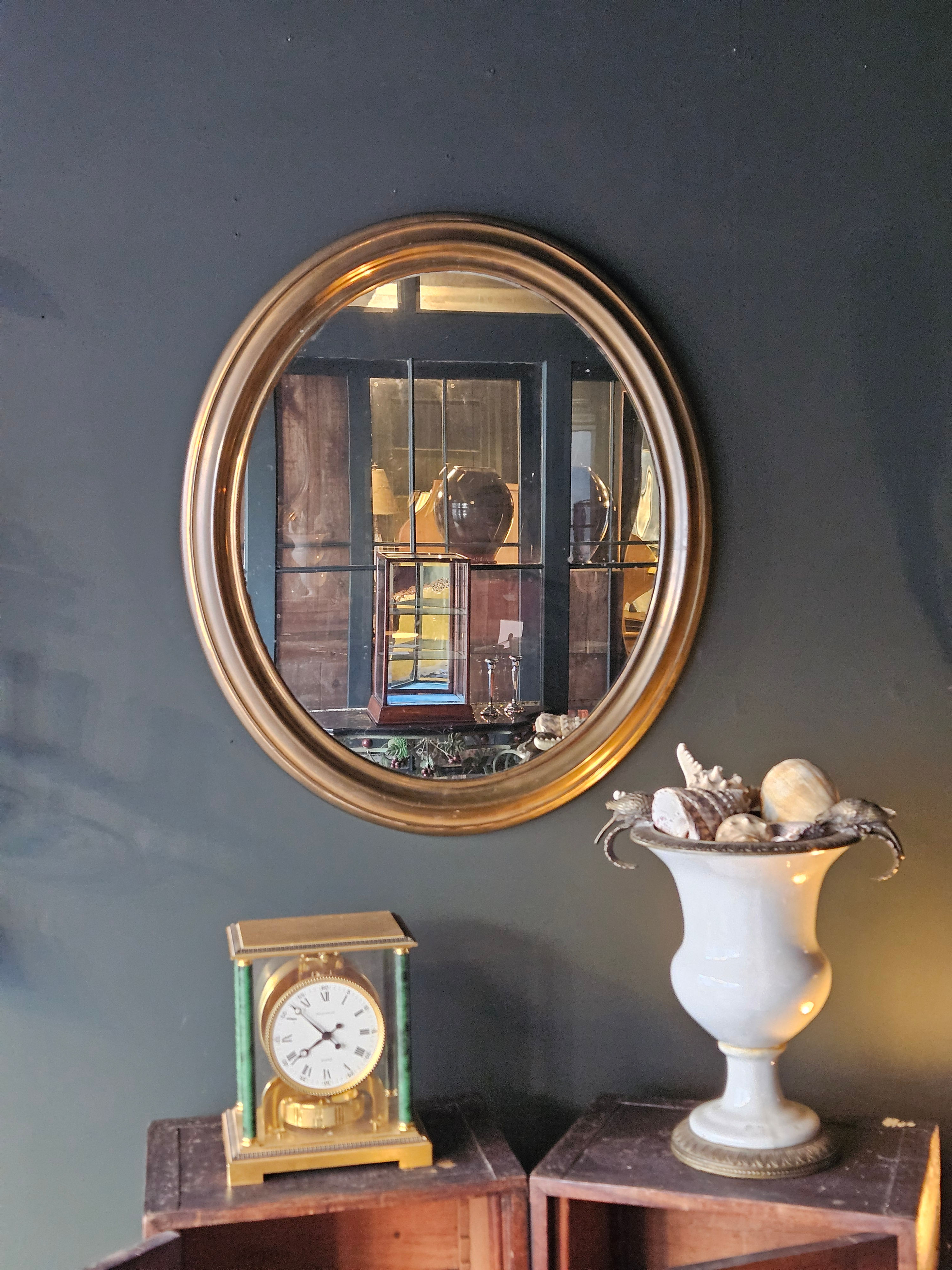 19th Century Oval Mirror in Brass SOLD