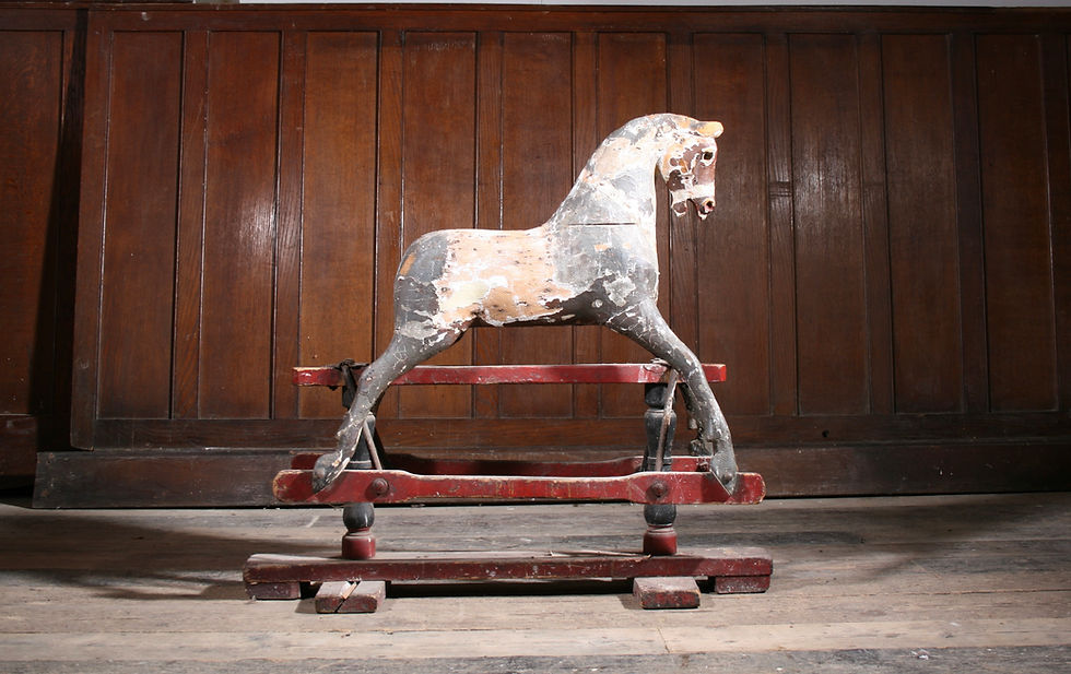 Thumbnail: Antique Carved Rocking Horse in Original Paint