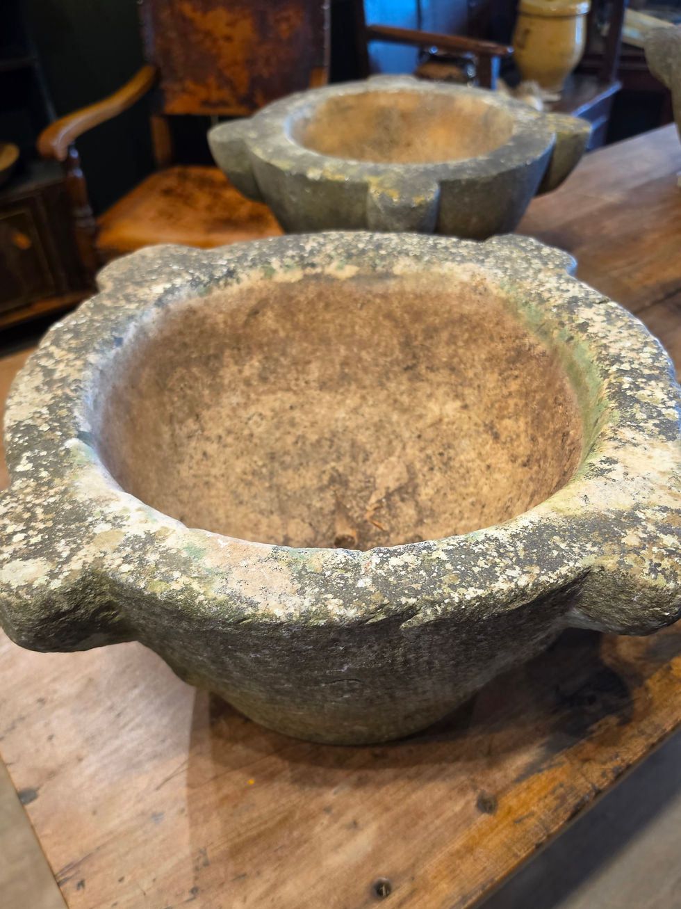 Thumbnail: Set Enormous Marble Mortars C.1700s & 1800s