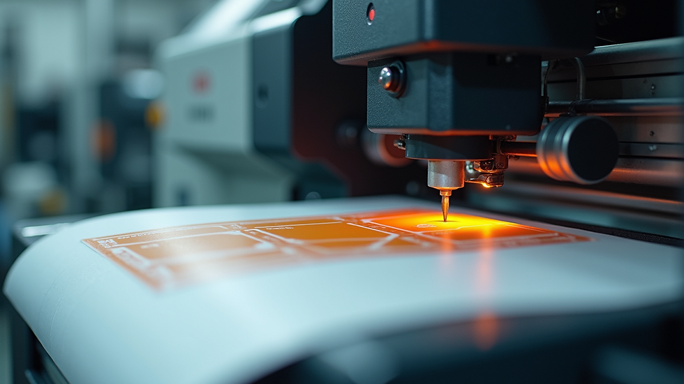 Close-up view of industrial printing machine applying ink on packaging material