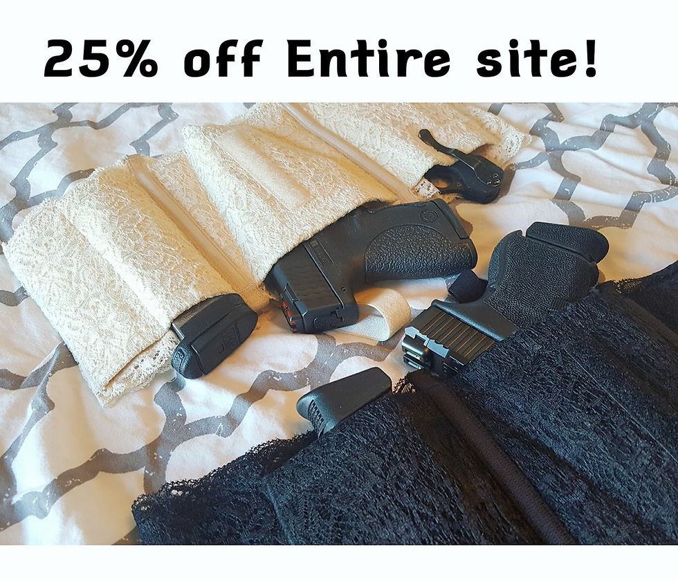 Ladies Lace Gun Holsters with guns inside gun holster pockets