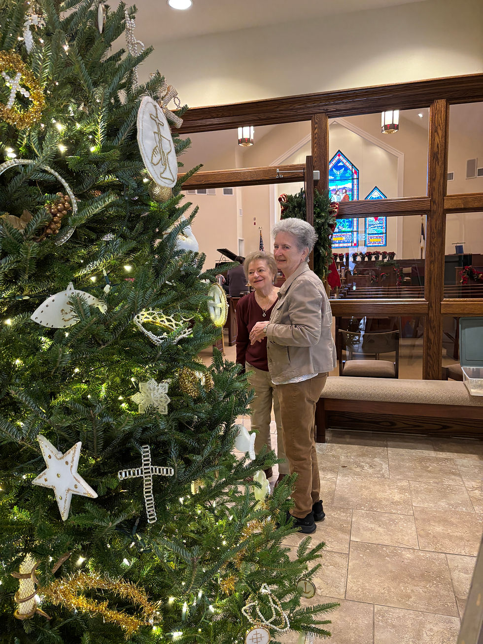 Ms. Shirley Ensley and Juanita Arrington Admiring the Tree