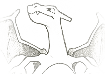 dracaufeu en mode dessin de qualité au crayon a papier