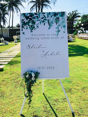 Outdoor wedding celebration by the sea decorated by grand story Negombo at The Light House Villa