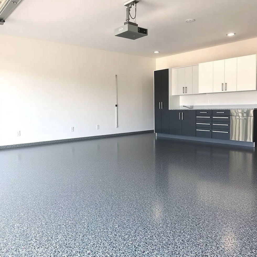 create a metallic epoxy floor with flakes in a three car garage.jpg