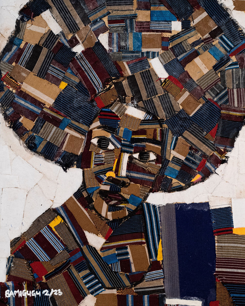 Eye-level view of a cozy living room with colorful African textiles and plants