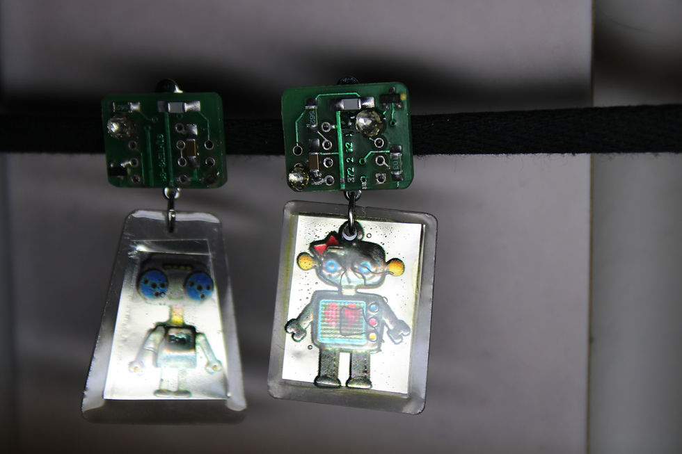 Miniature : Boucles d'oreilles  " Electro-Robots"