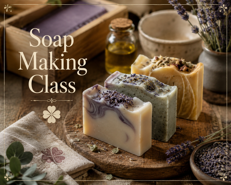 Items needed for soap making on a counter top