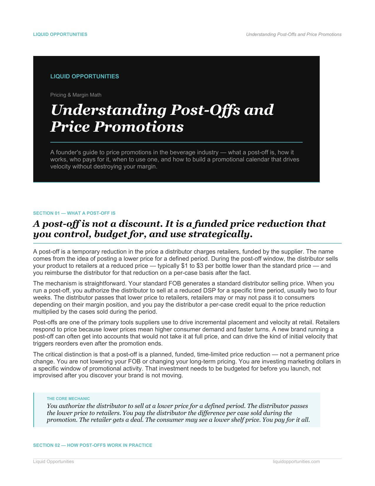 Understanding Post-Offs and Price Promotions