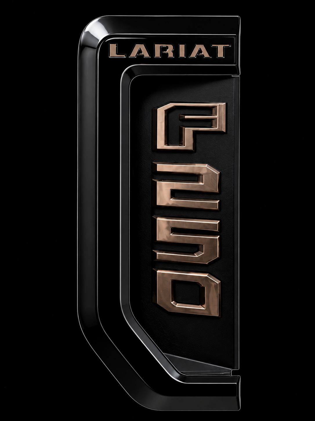 Close-up of a custom-painted F-250 fender emblem and vent