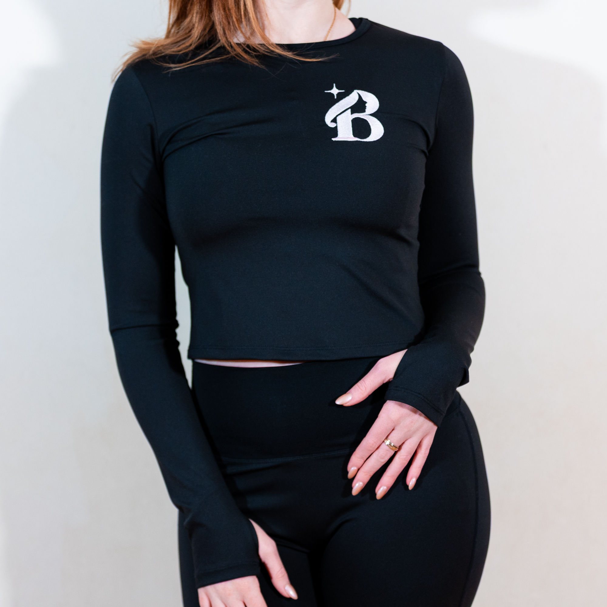 Black Long Sleeve Crop Top