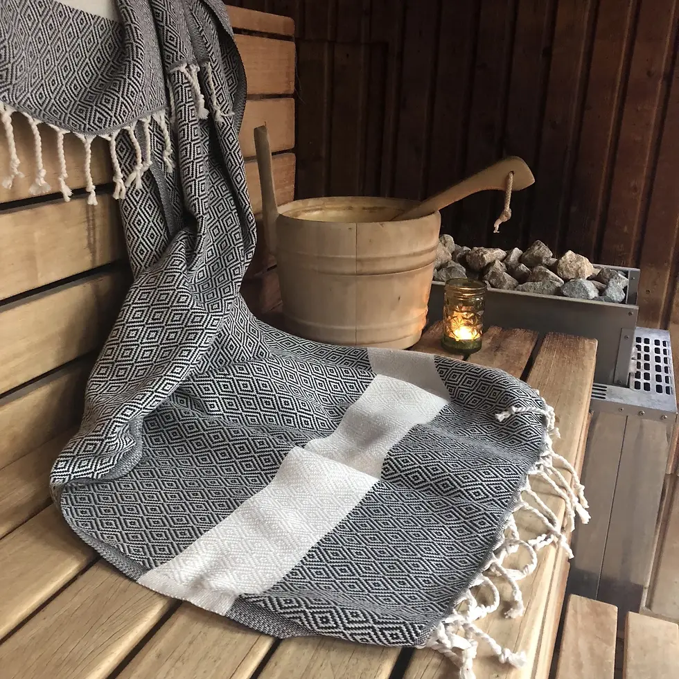 Black 100% Cotton  Turkish Pestemal Towel