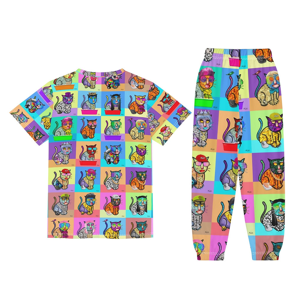 Thumbnail: Children's Sleepwear Short Sleeve Shirt and Long Pants Set
