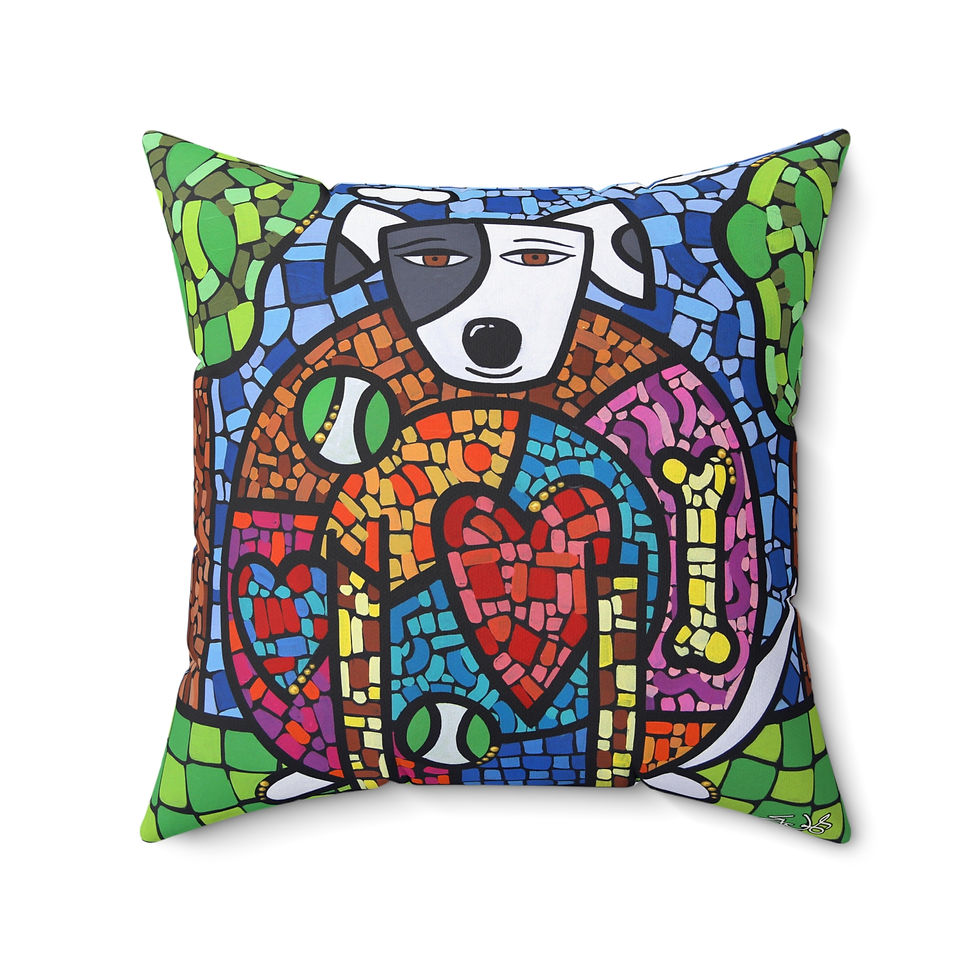 Thumbnail: Faux Suede Square Pillow. Love Dog by Eric Waugh