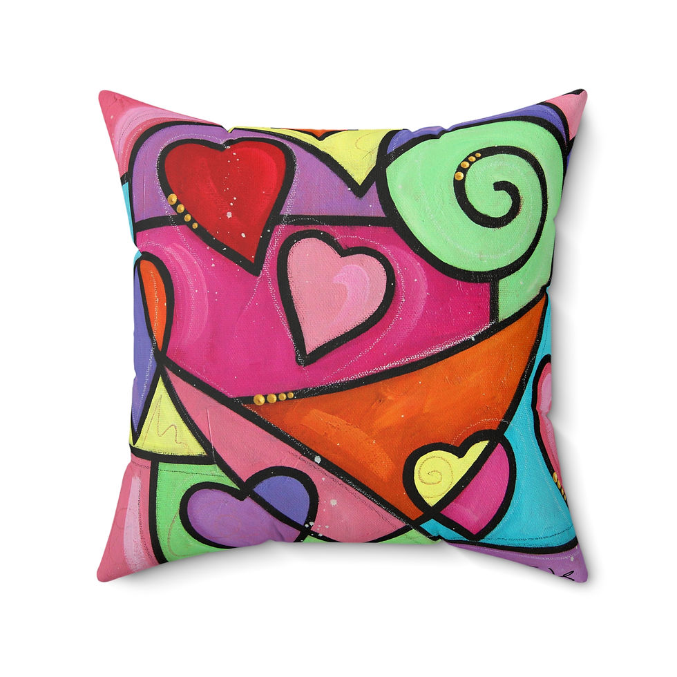 Thumbnail: Faux Suede Square Pillow. Colourful Love 2 by Eric Waugh 