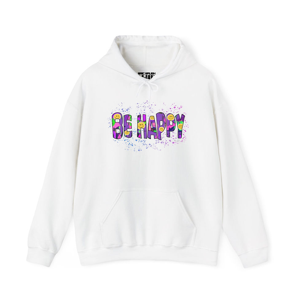 Unisex Heavy Blend™ Hooded Sweatshirt BE HAPPY by Eric Waugh