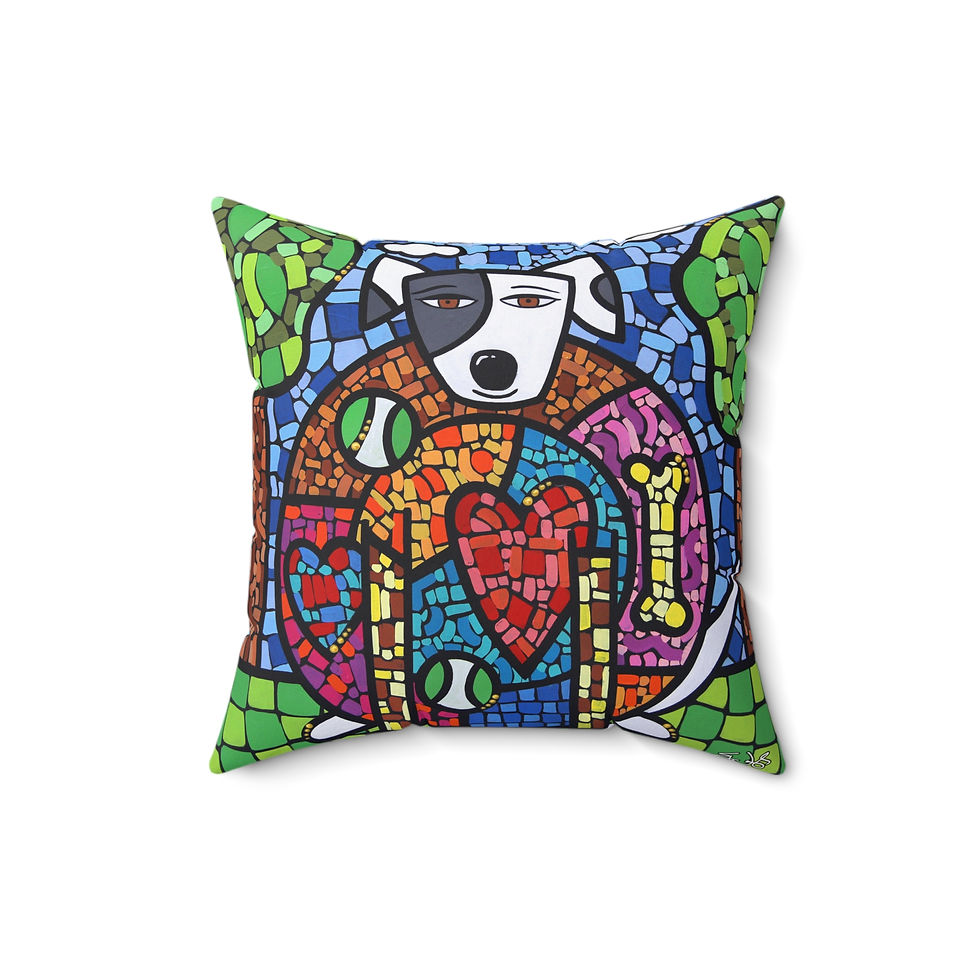 Thumbnail: Faux Suede Square Pillow. Love Dog by Eric Waugh