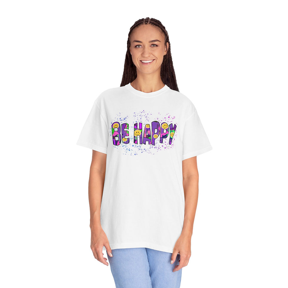 Thumbnail: Unisex Garment-Dyed T-shirt BE HAPPY by Eric Waugh