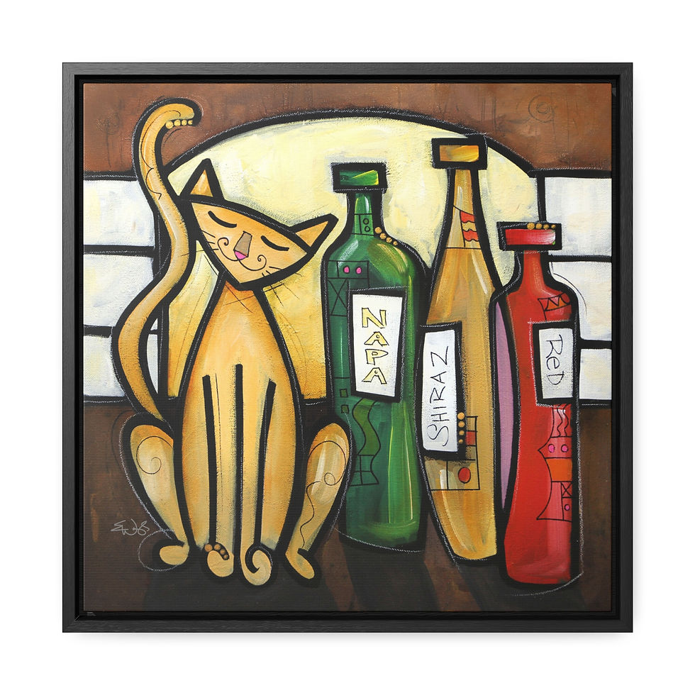 Thumbnail: Feline and Wine Orange Cat by Eric Waugh. Gallery Canvas Wrap framed