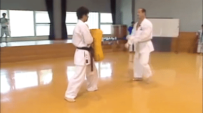 Short range jumping ushiro-geri