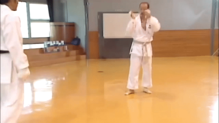 Blocking a mawashi-geri jodan
