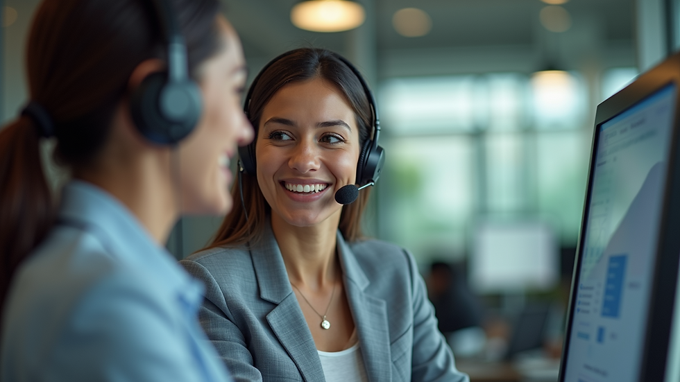 Eye-level view of a woman engaging with a customer service chat
