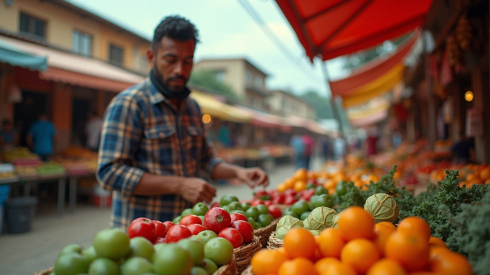 Eye-level view of a vibrant local artisan market