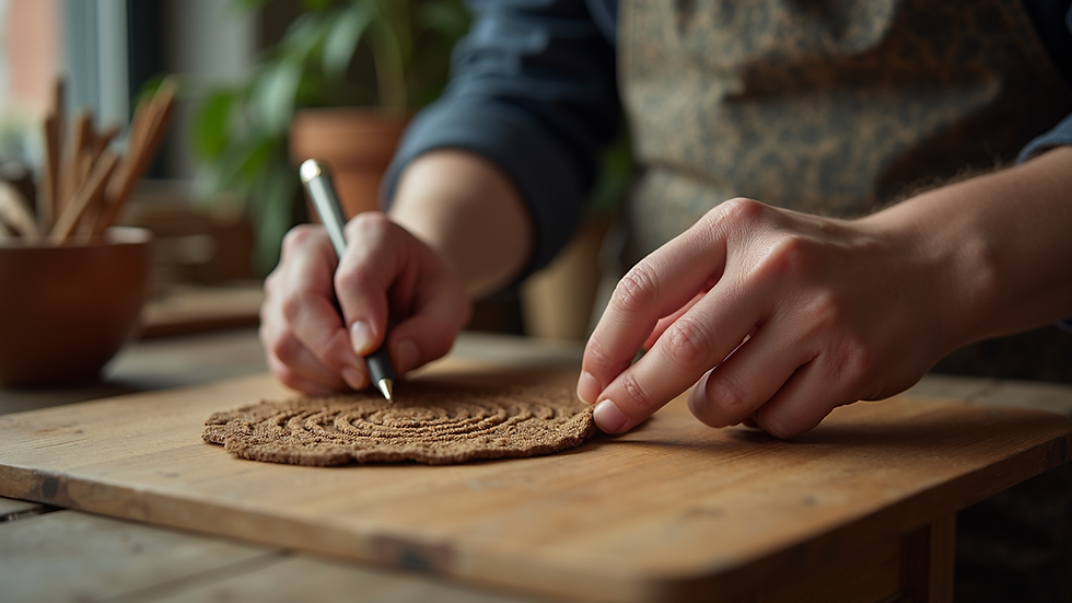 Close-up view of a handcrafted item from a local artisan