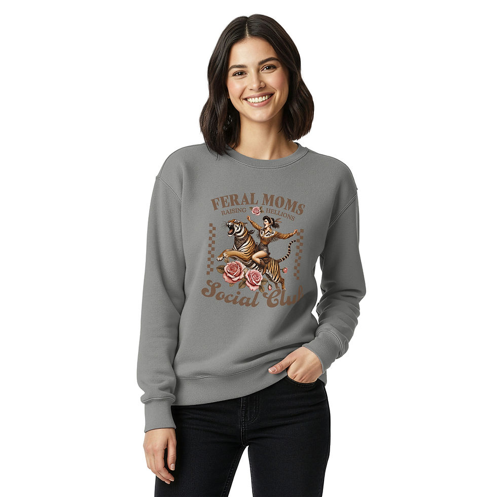 feral moms social club sweatshirt funny mom life crewneck cozy statement pullover