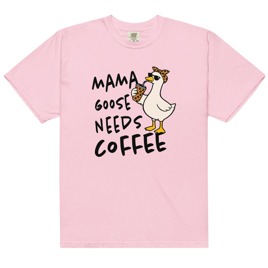 mama goose needs coffee heavyweight funny mom graphic tee