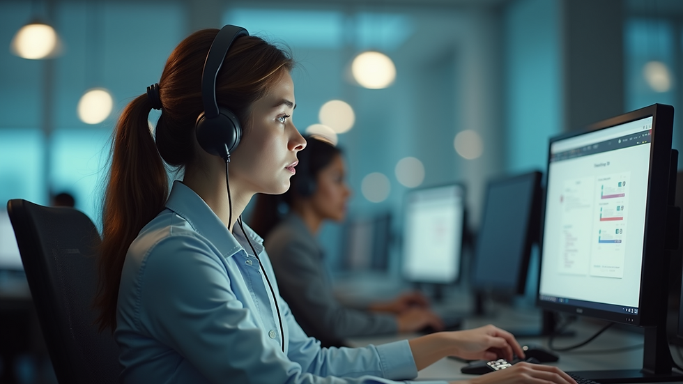 High angle view of a call center operation