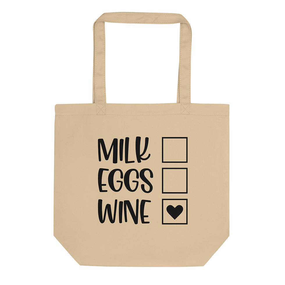 milk eggs wine tote bag