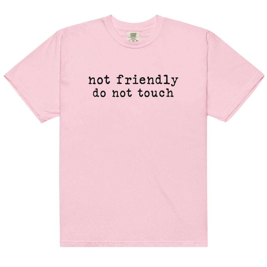 not friendly do not touch shirt funny graphic tee bold text design