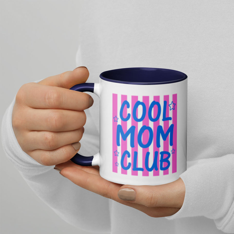 Cool Mom Club mug with color inside ceramic coffee cup”