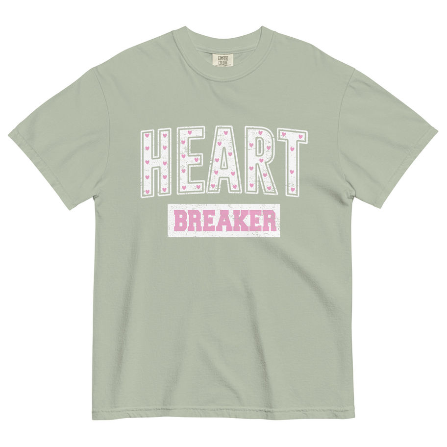 Bold pink and white typography Heart Breaker shirt