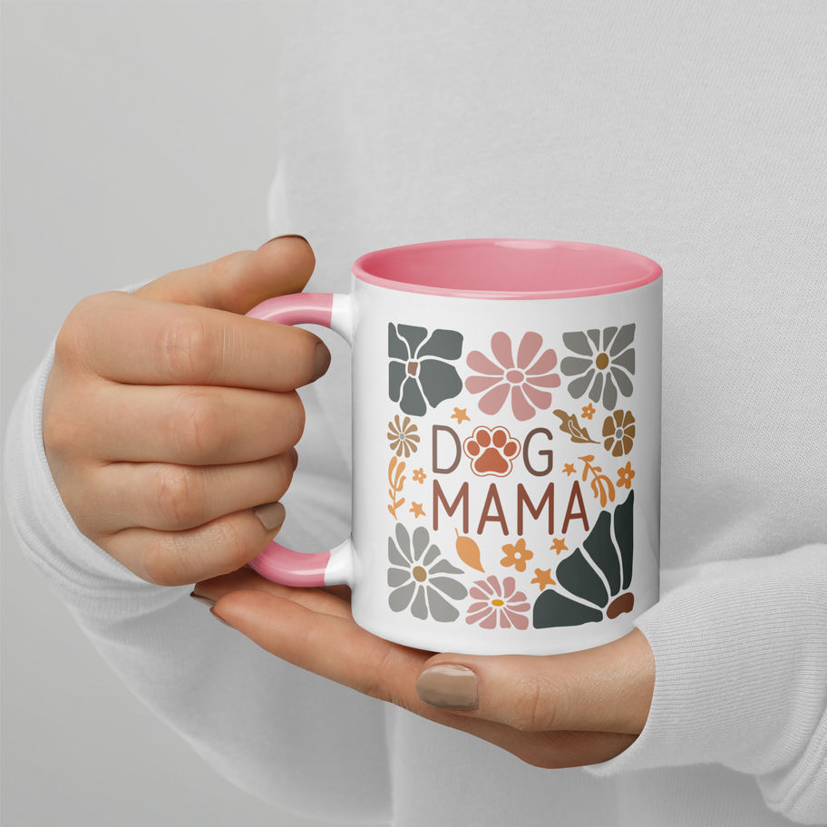 Dog Mama Mug with Color Inside