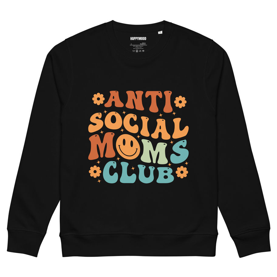 ANTI SOCIAL MOM CLUB SWEATSHIRT FRONT GRAPHIC COLORFU;
