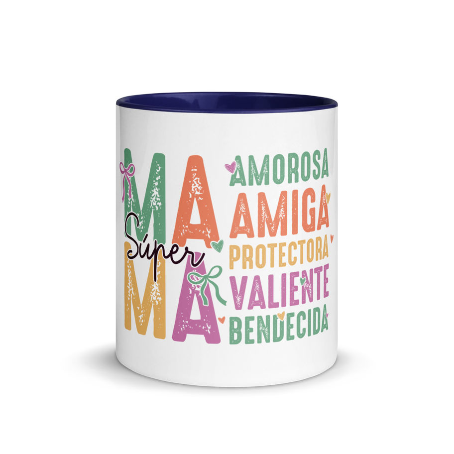 Super Mama Ceramic Mug | Color Inside Coffee Cup for Moms