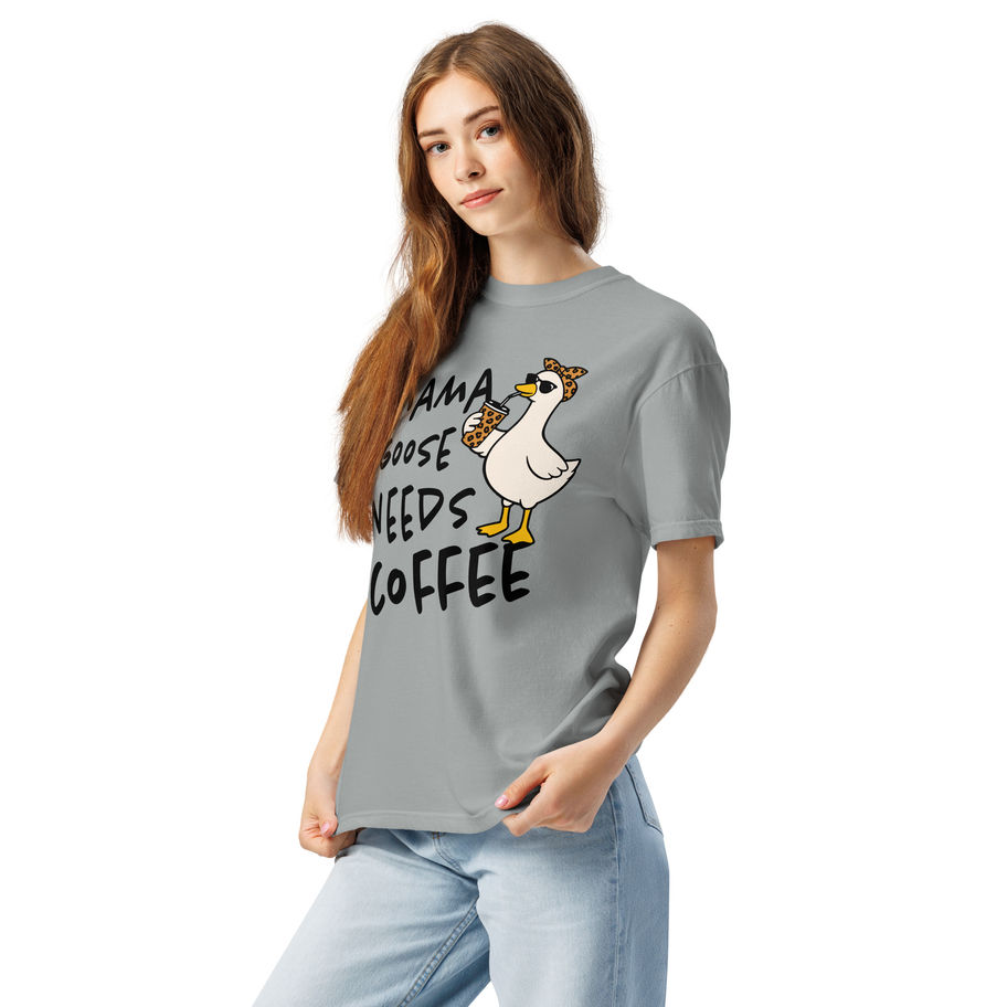 mama goose needs coffee heavyweight funny mom graphic tee