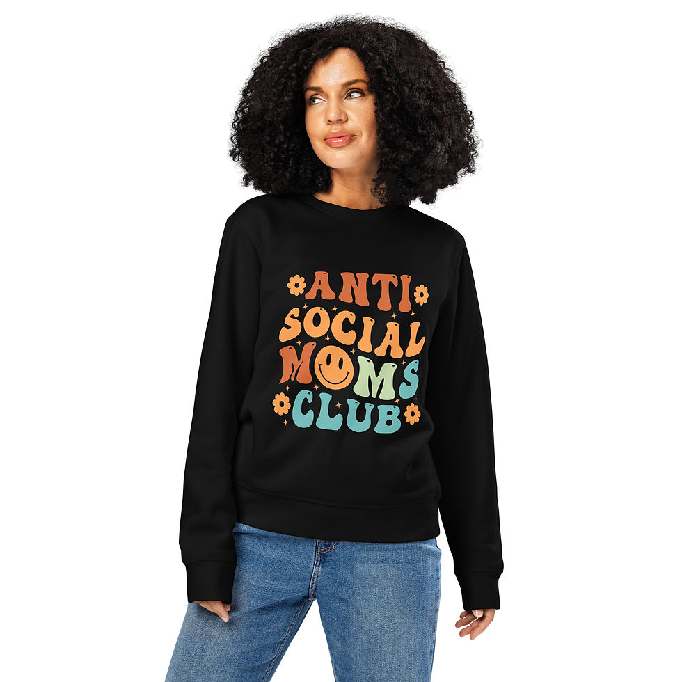 ANTI SOCIAL MOM CLUB SWEATSHIRT FRONT GRAPHIC COLORFU;